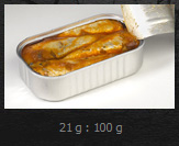 Sardines : 21 g protein per 100 g
