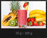 Smoothie (banana, kiwi, strawberry) : 35 g protein per 100 g