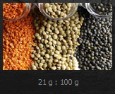 Lenses : 21 g protein per 100 g